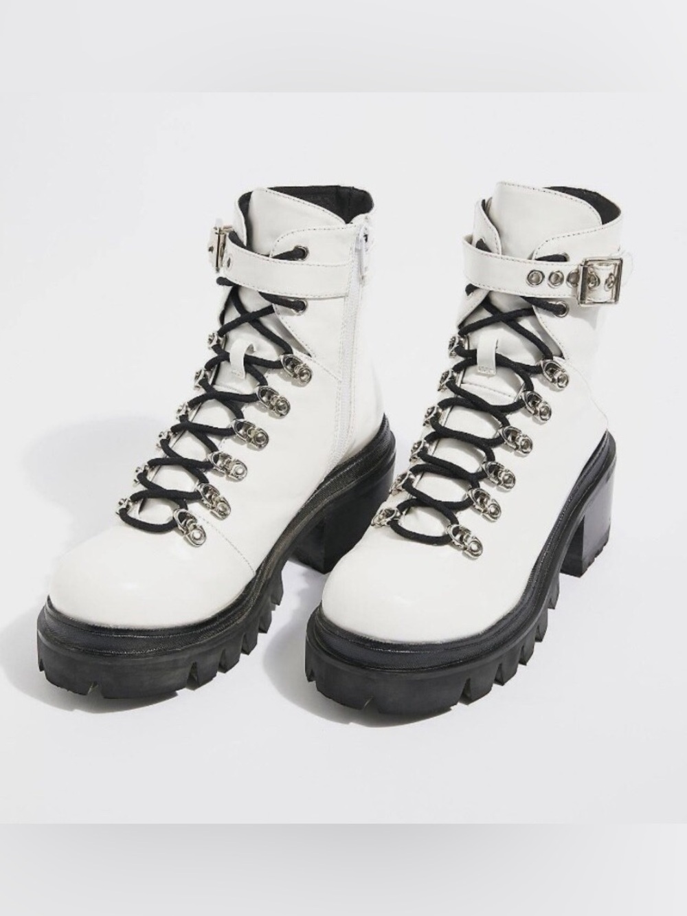 Jeffrey Campbell White Lace-Up Combat Boots